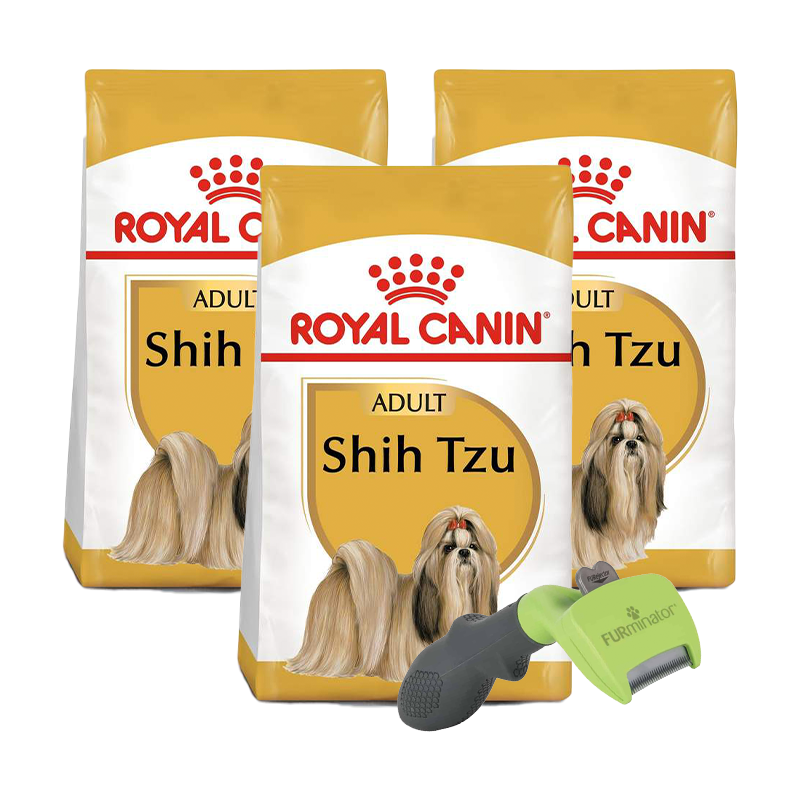 Pack 3 Bultos Royal Canin Shih-Tzu Adulto 4.54kg + Furminator de regalo