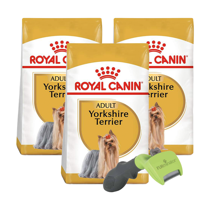 Pack 3 Bultos Royal Canin Yorkshire Terrier Adulto 4.54kg + Furminator de regalo