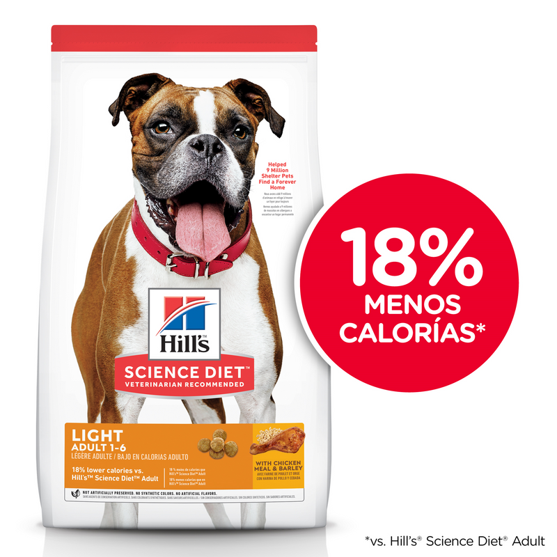Hill's Science Diet Adult Light Control De Peso 13.6kg Receta Pollo y Cebada - Alimento Seco Perro Adulto