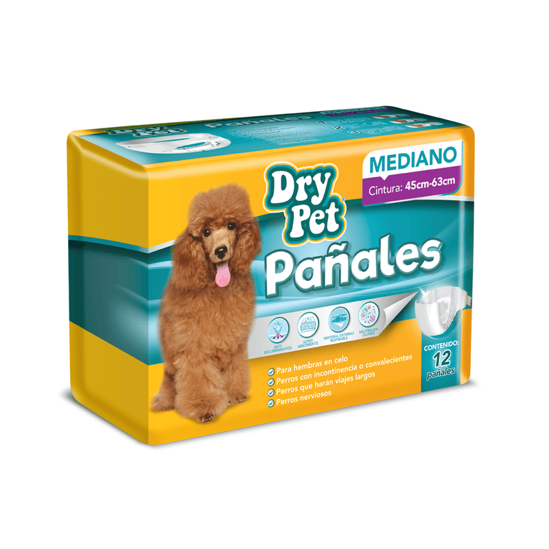 Dry Pet Pañales para Perro Mediano 12 pz - Accesorios