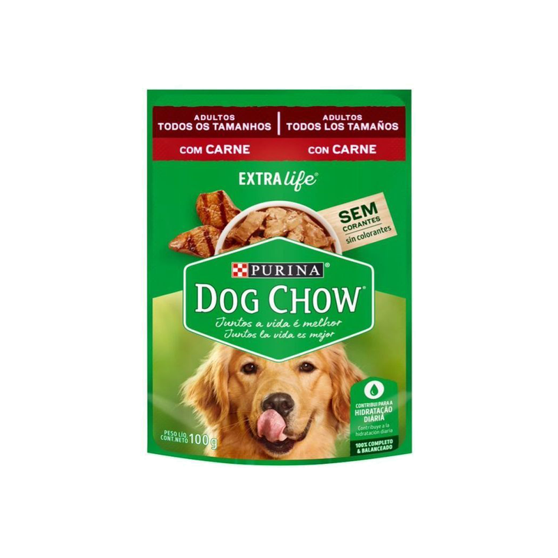 Dog Chow Pouch Carne Adultos Todas las Razas 100gr - Alimento para perro