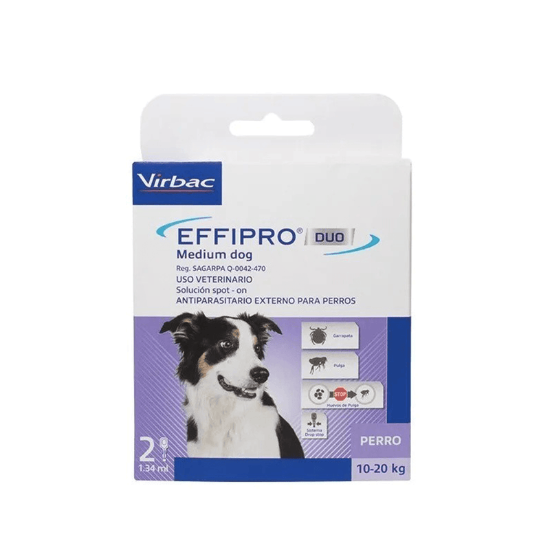 Virbac Effipro DUO Perro Razas Medianas 10-20kg Caja con 2 pipetas - Cuidado para perro