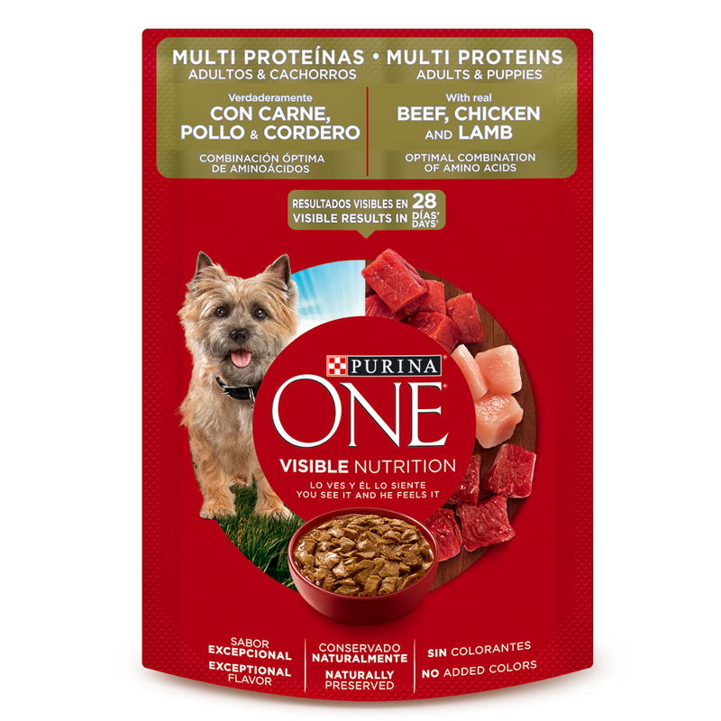 Purina One Multi Proteínas Adultos y Cachorros 85g - Alimento Perro
