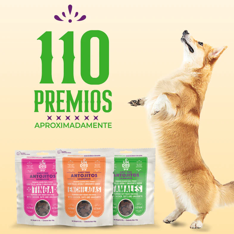 Un Dos Treats antojitos saludables sabor a Tamales - Premios para perro [2 unidades de 156gr]