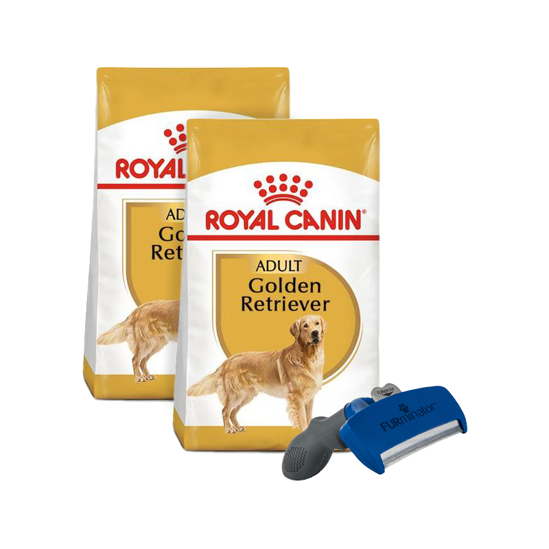 Pack 2 Bultos Royal Canin Golden Retriever Adulto 13.6 kg + Furminator de regalo