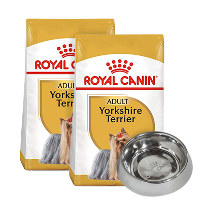 Pack Royal Canin 2 Bultos Yorkshire Terrier Adulto 4.54kg + Plato de regalo