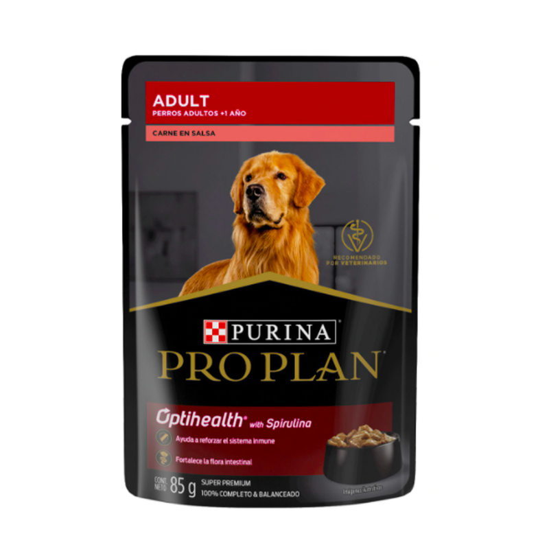 Caja de 24 Pro Plan Pouch Perro Adulto Carne 85g - Alimento Húmedo Perro Adulto