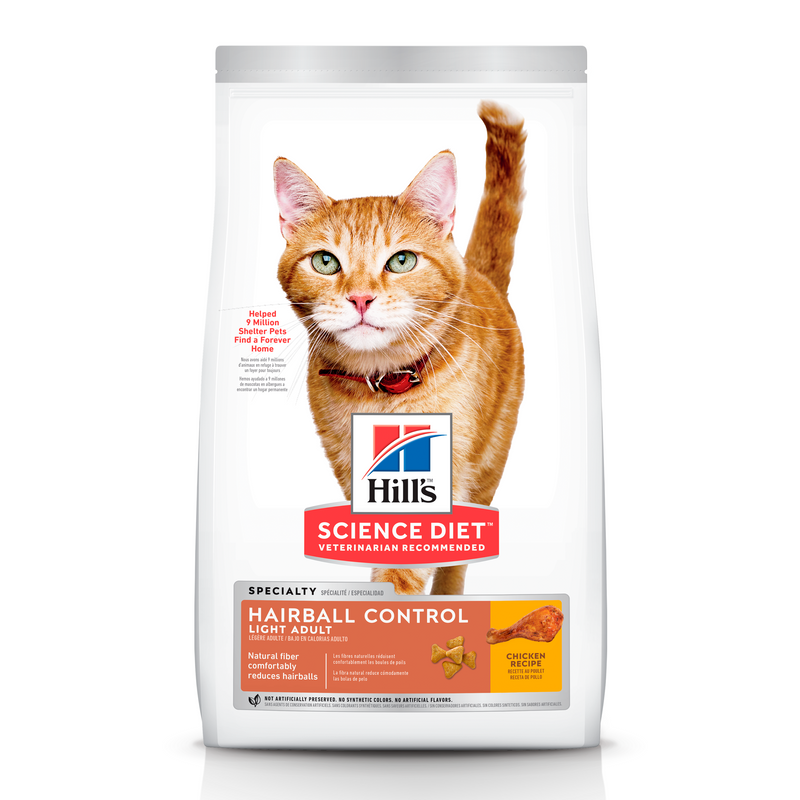 Hill's Science Diet Felino Adult Control de Bolas de Pelo Light 3.2kg Receta Pollo - Alimento Seco Gato Adulto