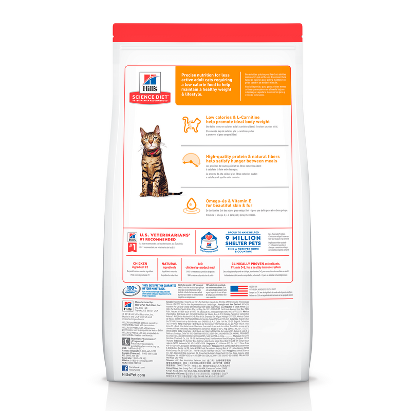 Hill's Science Diet Felino Adult Original Light 7.3kg Receta Pollo - Alimento Seco Gato Adulto