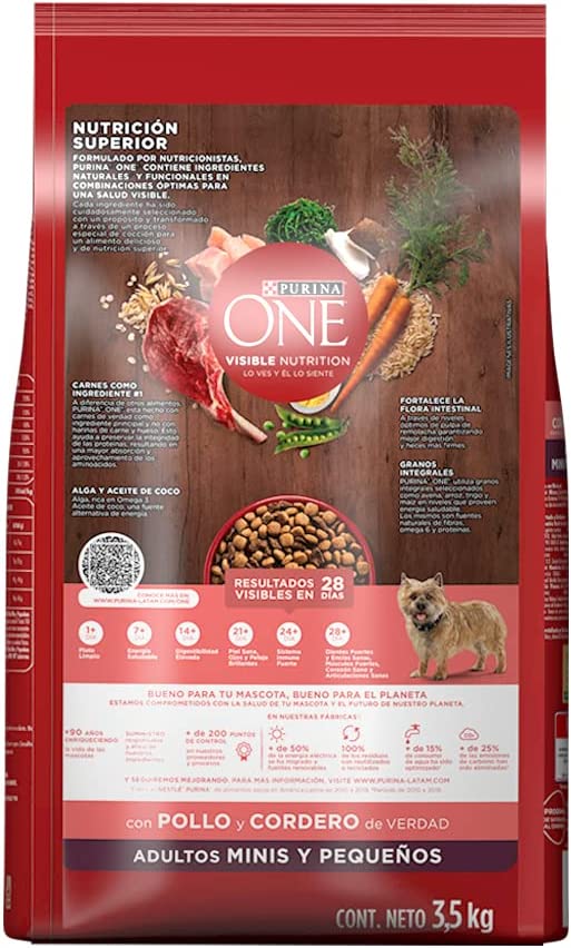 Purina One Adulto Raza Pequeña de Cordero y Pollo 3.5 kg - Alimento para perro