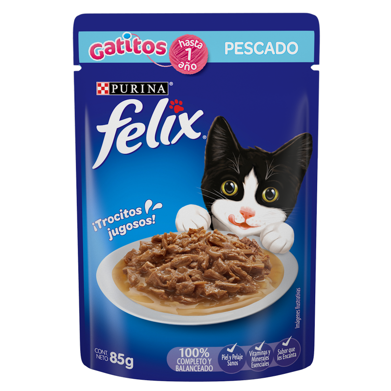 Felix Gatitos Pescado Blanco Salsa 85g - Alimento para gato
