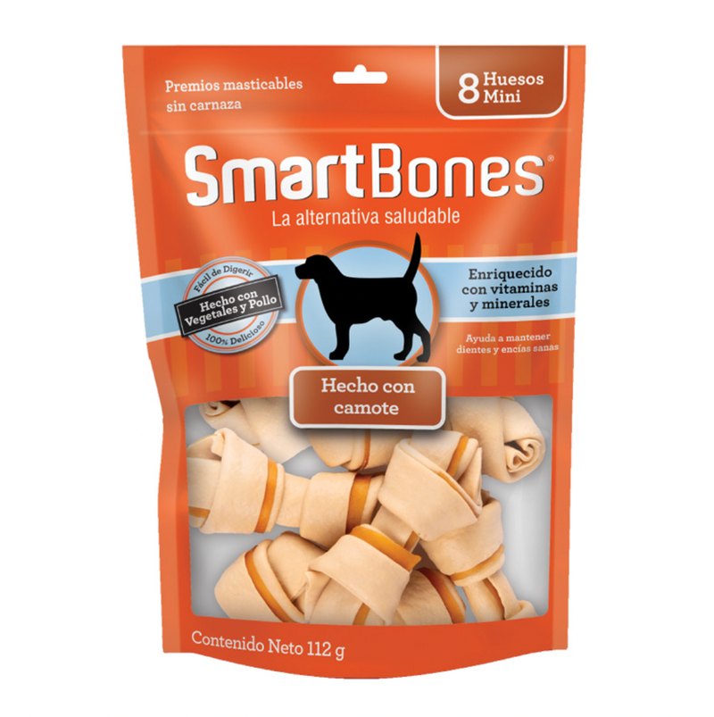 Smartbones Huesos Camote Mini 8 Piezas - Premios Perro