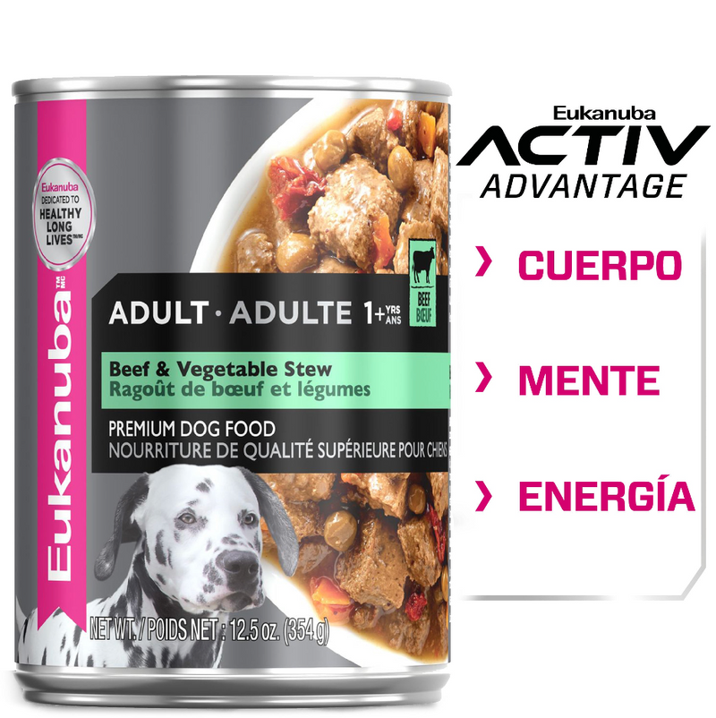 Eukanuba Pack 12 Latas Res y Vegetales Adultos 354g - Alimento Húmedo Perro Adulto