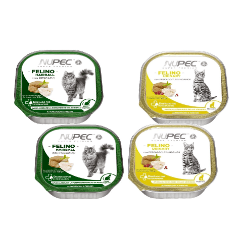 Pack Nupec 2 latas de Felino Urinary + 2 latas Felino Hairball - Alimento Húmedo para Gato Adulto