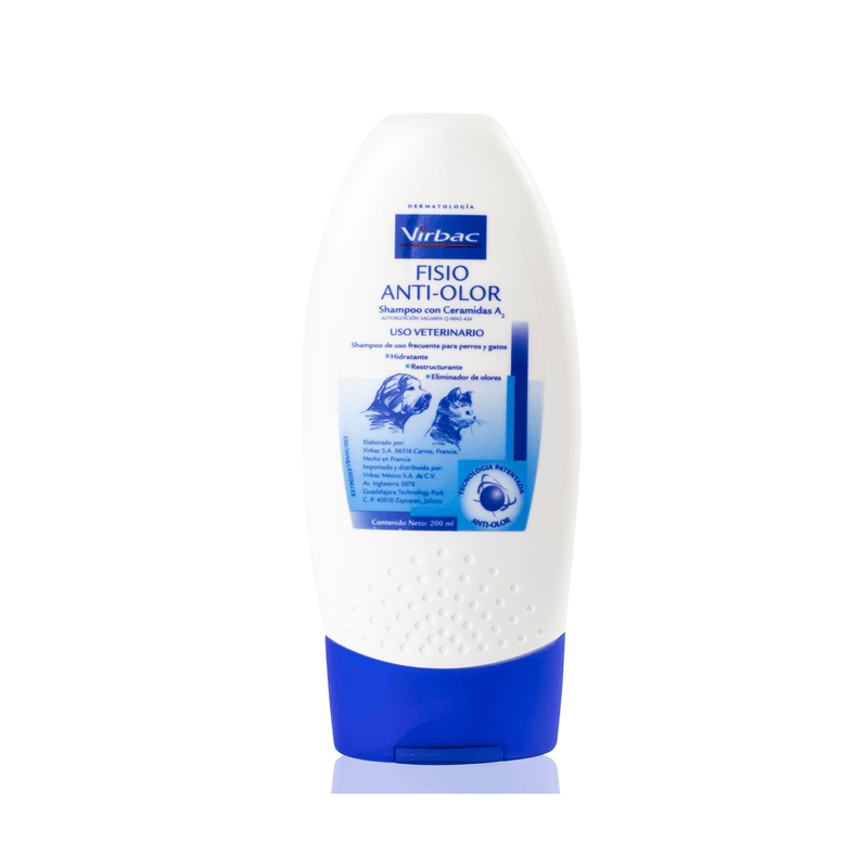 Virbac Fisio Anti-Olor Shampoo con Ceramidas A2 200 ml - Cuidado para Perros y Gatos