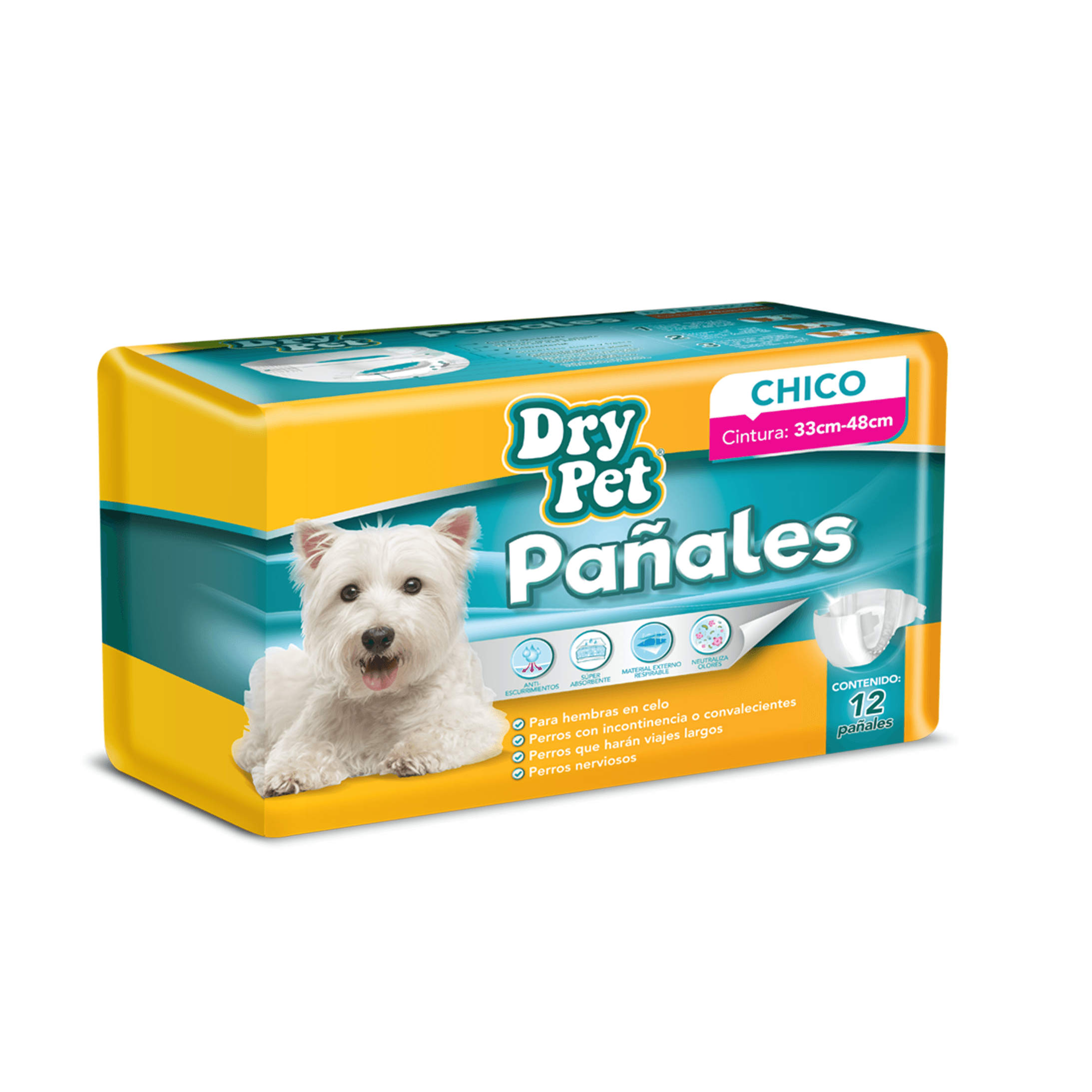 Dry Pet Pañales para Perro Extra Chico 12 pz - Accesorios