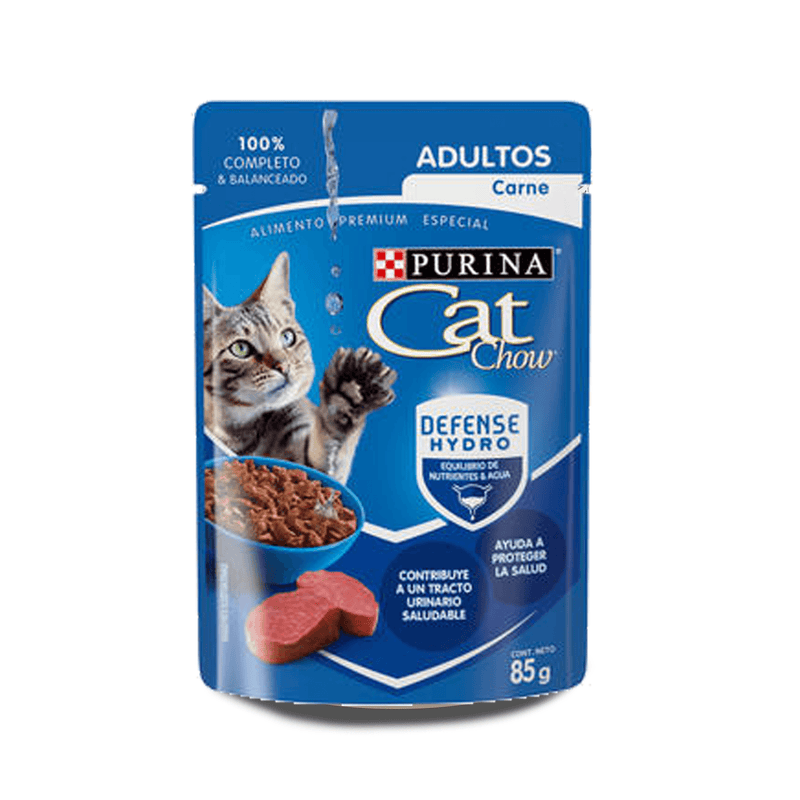 Cat Chow Pouch Defense Hydro de Carne para Adultos 85gr- Alimento para gato