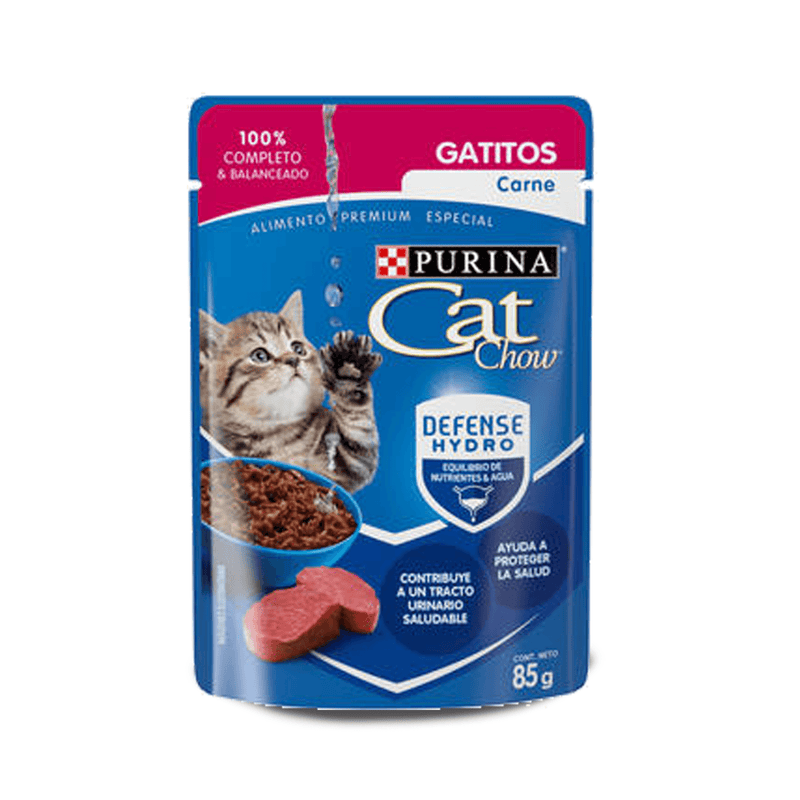 Cat Chow Pouch Defense Hydro de Carne para Gatitos 85gr - Alimento para gato