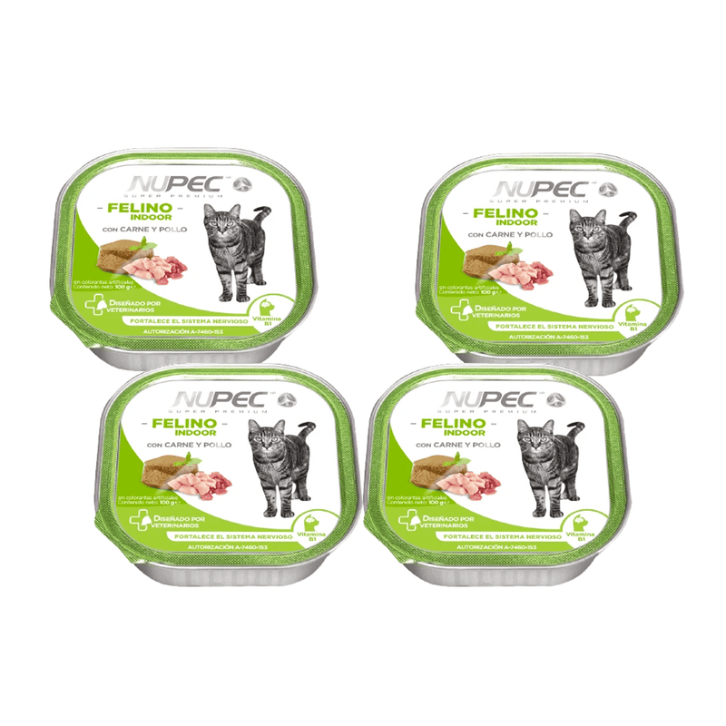 Pack Nupec 4 latas de Felino Indoor  - Alimento Húmedo para Gato Adulto