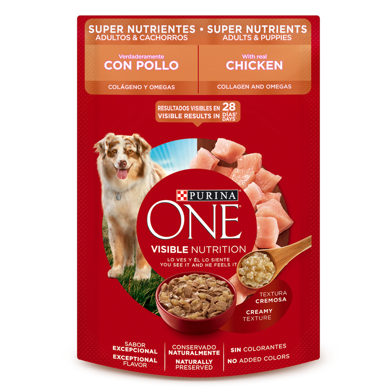 Purina One Super Nutrientes Pollo Adulto y Cachorro 85g - Alimento Perro