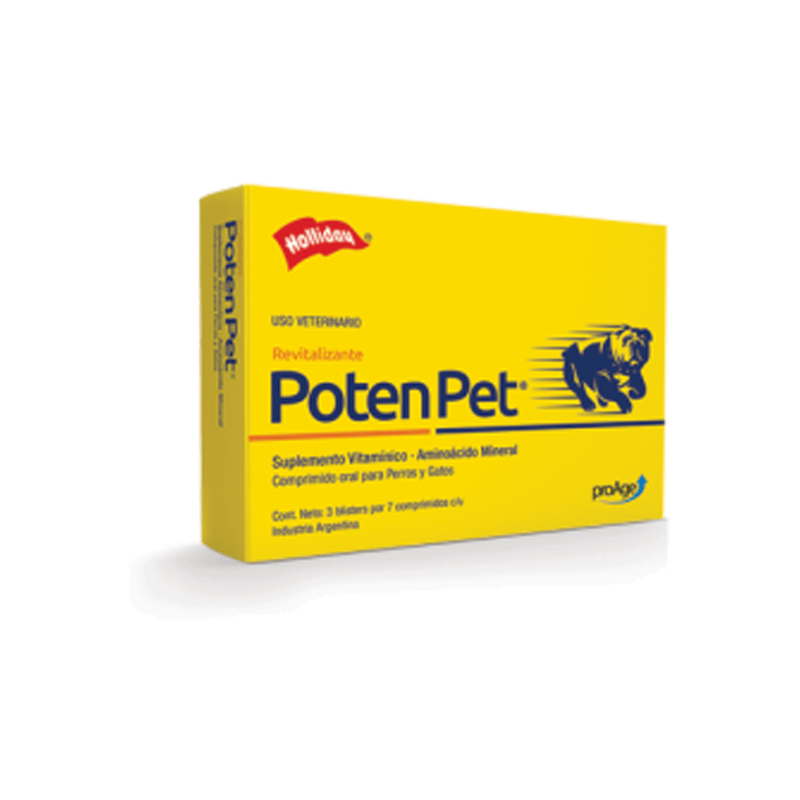 Holliday Poten Pet Suplemento 3 blisters con 7 comprimidos - Cuidado para Perros y Gatos