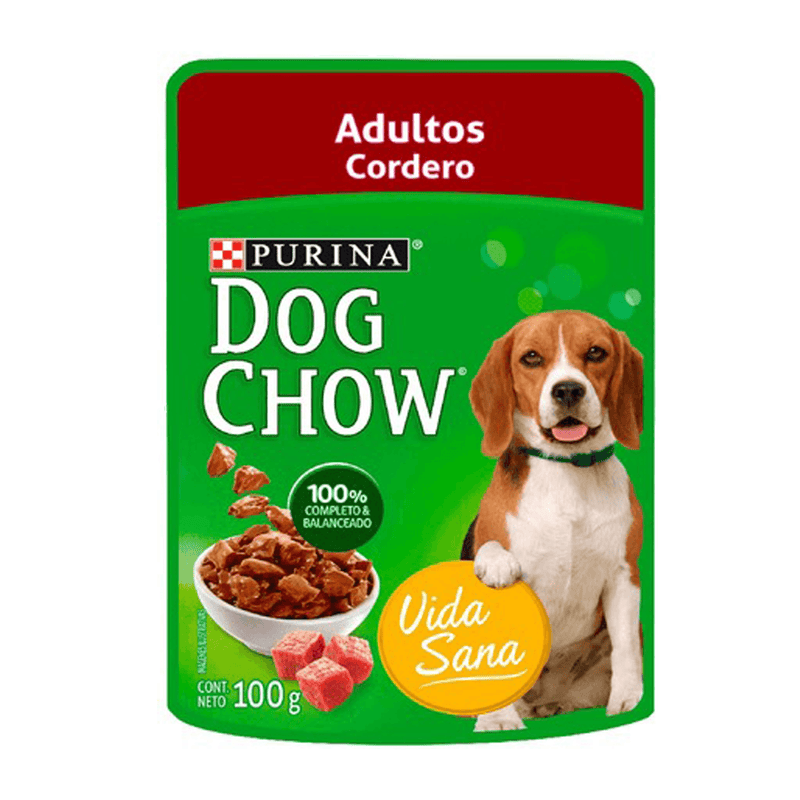 Dog Chow Pouch de Cordero para Adultos 100gr - Alimento para perro