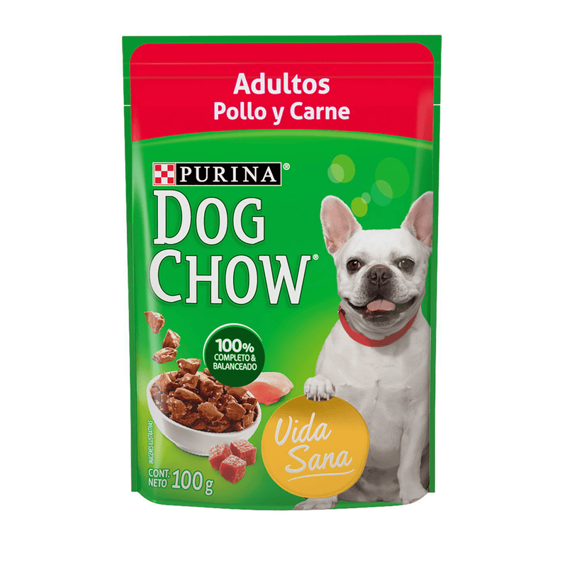 Dog Chow Pouch de Pollo y Carne para Adultos 100gr - Alimento para perro