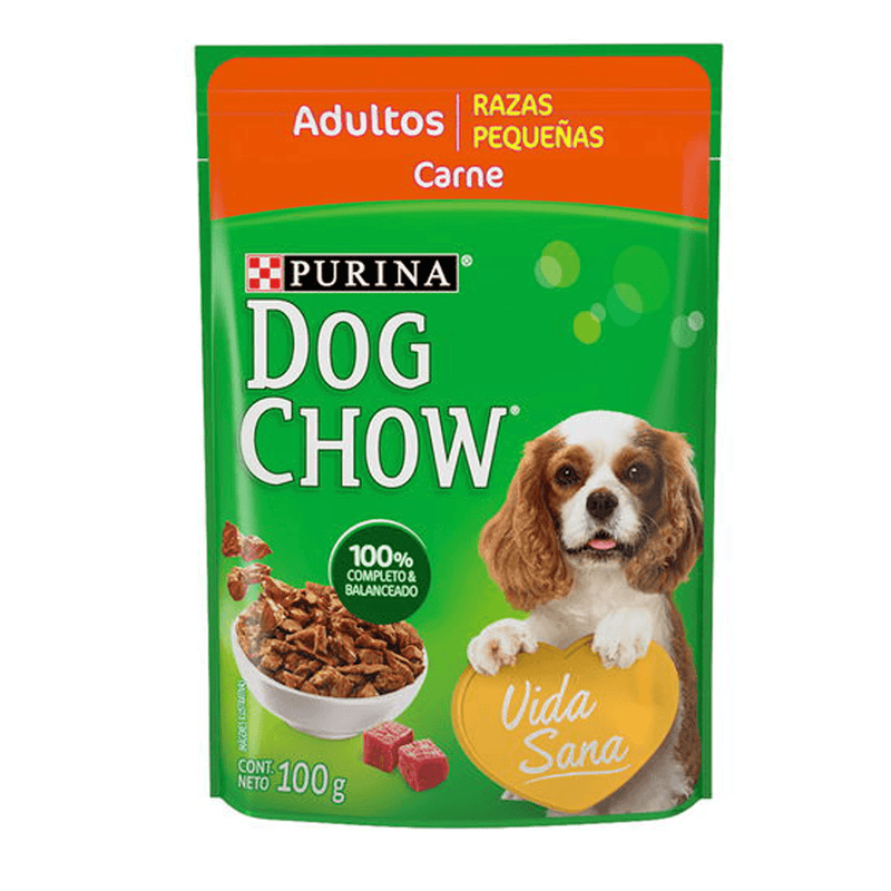 Dog Chow Pouch de Carne para Adultos Raza Pequeña 100gr - Alimento para perro
