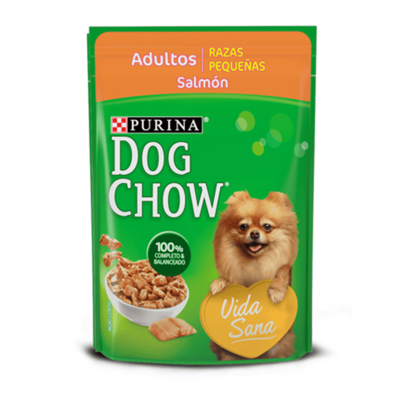 Dog Chow Pouch de Salmón para Adultos Raza Pequeña 100gr - Alimento para perro