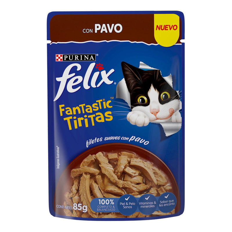 Caja de 24 Felix Fantastic Tirita con Pavo 85g - Alimento para gato