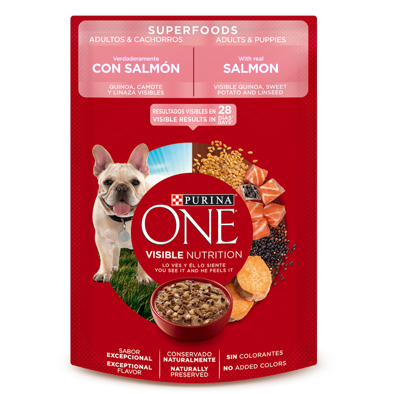 Purina One Super Alimento Salmón Adultos y Cachorros 85g - Alimento Perro