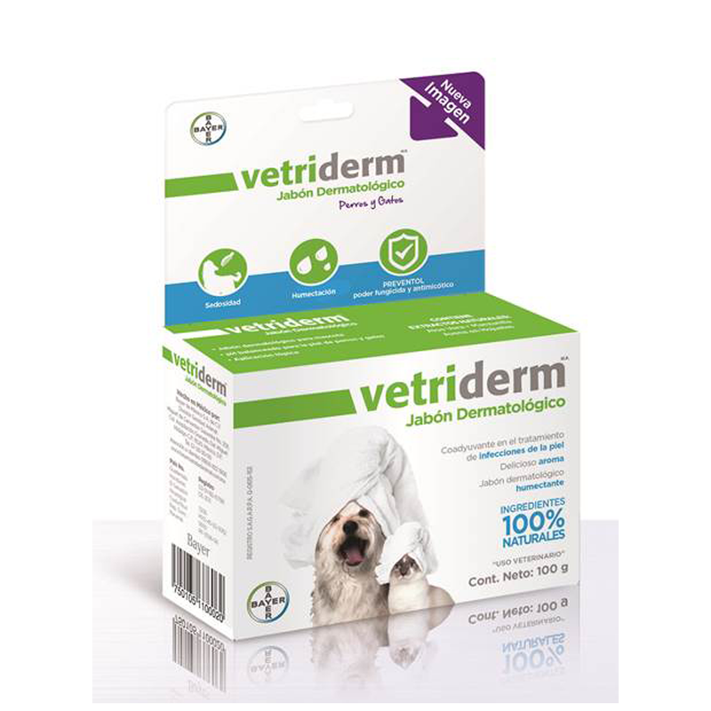 Vetriderm Jabon Dermatologico Barra 100 gr - Cuidado para Perro y Gato